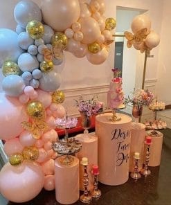 Bàn quà sinh nhật với 2 màu hồng, tím pastel XV623