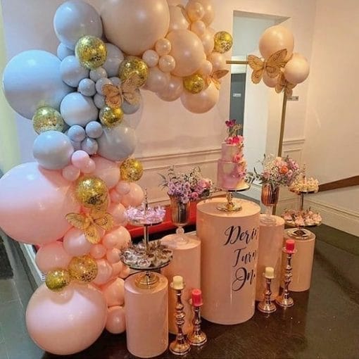 Bàn quà sinh nhật với 2 màu hồng, tím pastel XV623