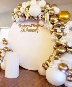 Backdrop sinh nhật tròn vàng đồng XV635