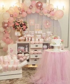 Bàn quà sinh nhật hồng pastel XV638
