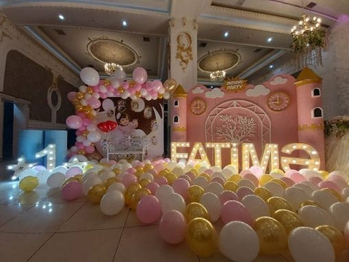 Tiểu cảnh sinh nhật lâu đầi bong bóng XV657