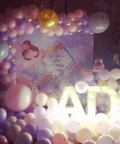 Backdrop sinh nhật đèn led cùng dây bong bóng XV640