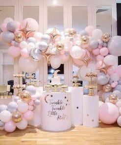 Trang trí tiểu cảnh sinh nhật bong bóng hồng pastel XV664