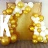 Backdrop khai trương vàng đồng và trắng XV573