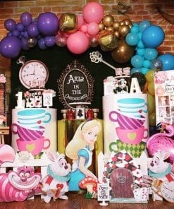 Bộ sản phẩm trang trí bàn sinh nhật Alice in Wonderland XV680