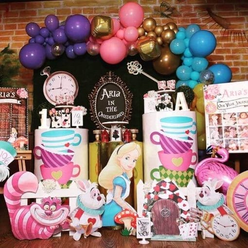 Bộ sản phẩm trang trí bàn sinh nhật Alice in Wonderland XV680