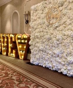 Backdrop cùng tiểu cảnh chữ 3D trang trí tiệc cưới XV705