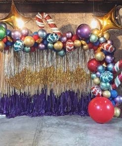 Backdrop tua rua cùng bong bosng chrome sang trọng XV694