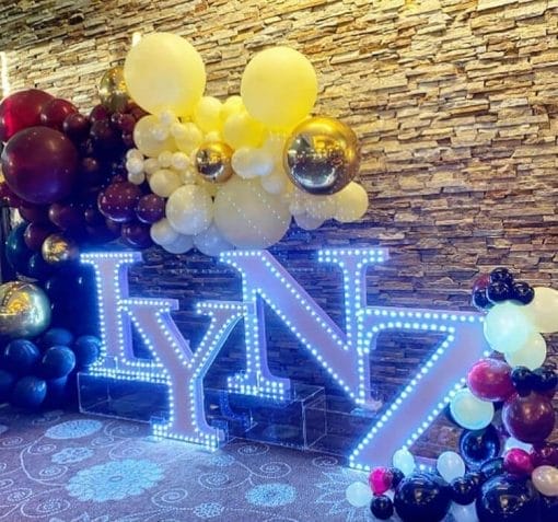 Tiểu cảnh sinh nhật với bộ chữ đèn led 3D cực kỳ sang trọng XV695