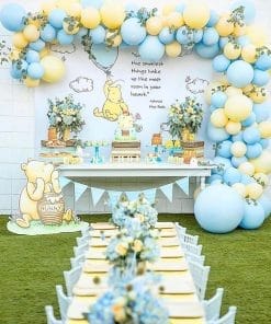 Backdrop bong bóng trang trí sinh nhật bé trai chủ đề gấu dễ thương XV715
