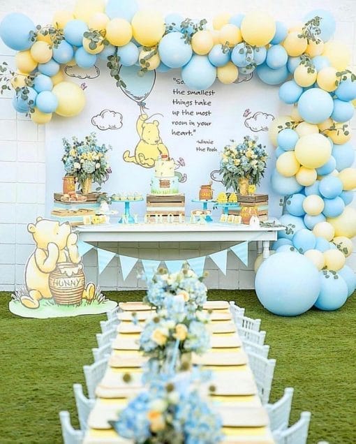 Backdrop bong bóng trang trí sinh nhật bé trai chủ đề gấu dễ thương XV715