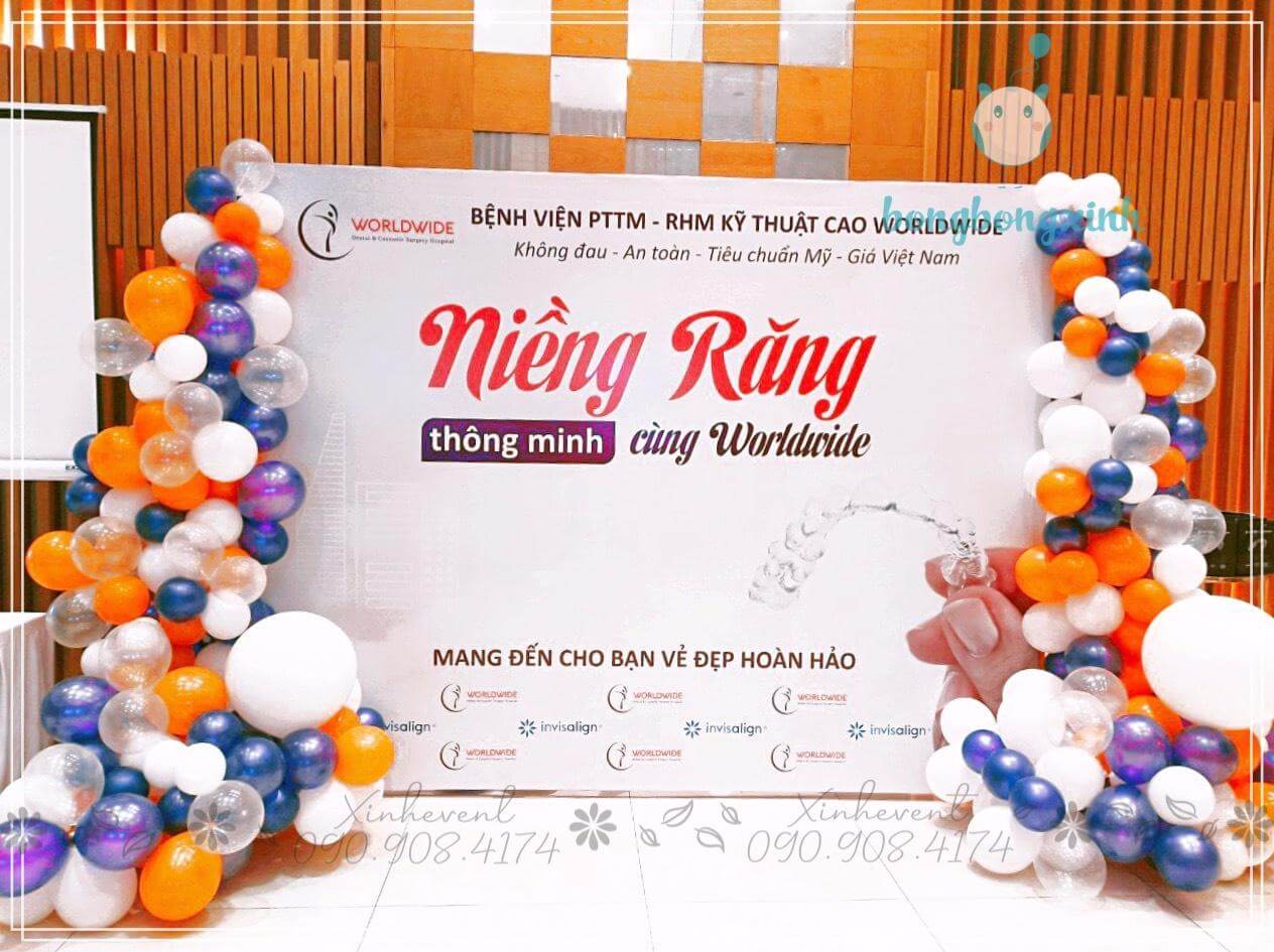 Backdrop khai trương niền răng Bệnh viện Worldwide