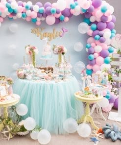 Backdrop kết hợp bàn gallery tuyệt đẹp trang trí sinh nhật bé gái XV712