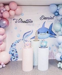 Backdrop sinh nhật cá mập dễ thương XV738