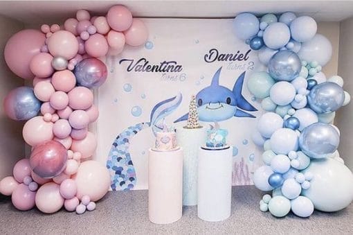 Backdrop sinh nhật cá mập dễ thương XV738