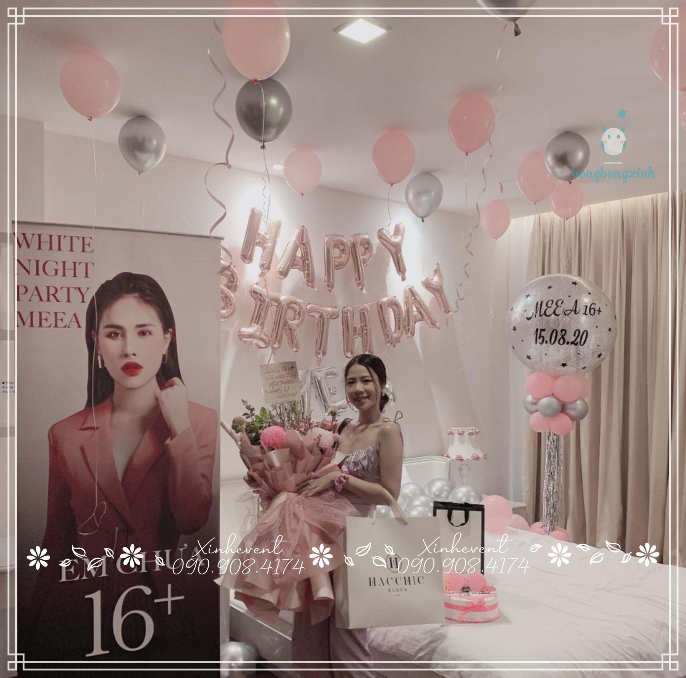 Trang trí phòng sinh nhật bạn nữ xinh đẹp MEEA
