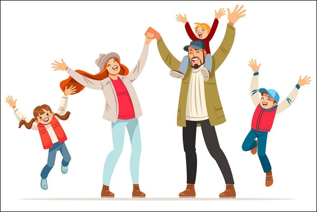 Minh họa về một gia đình hạnh phúc bên nhau