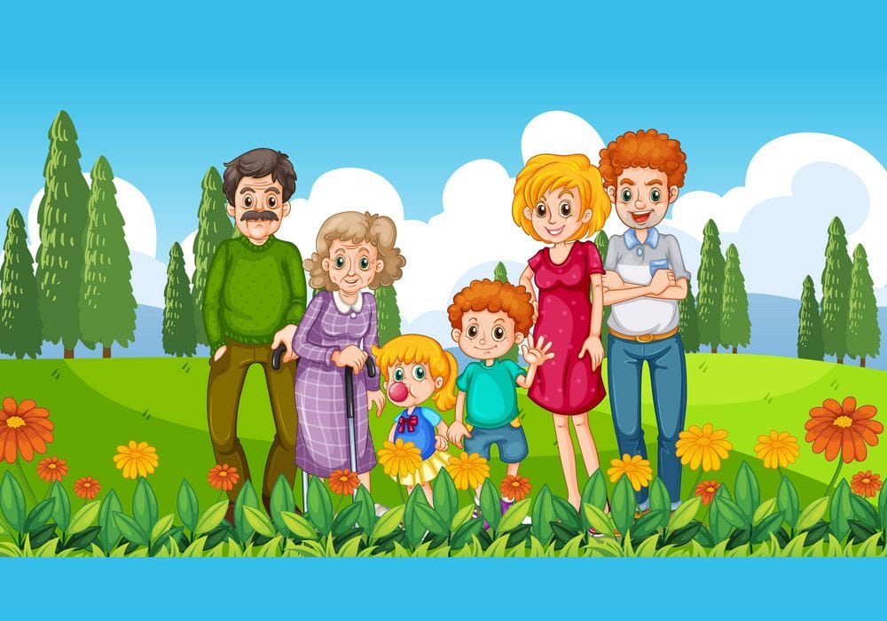 Hình ảnh minh họa một gia đình đi chơi công viên cùng nhau